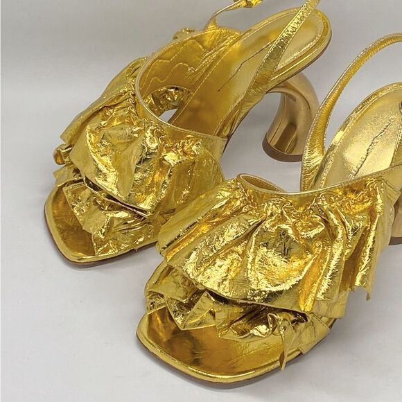 Dries Van Noten 95MM Metallic Leather Sandals size 36 - Picture 10 of 15